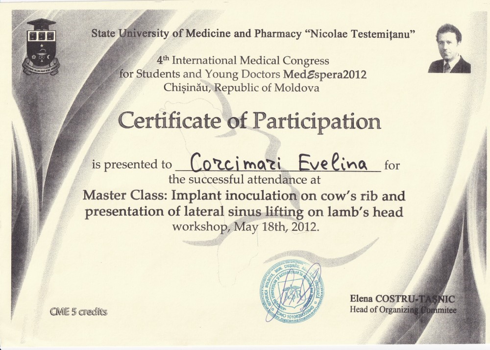 Evelina Corcimari medic stomatologterapeut