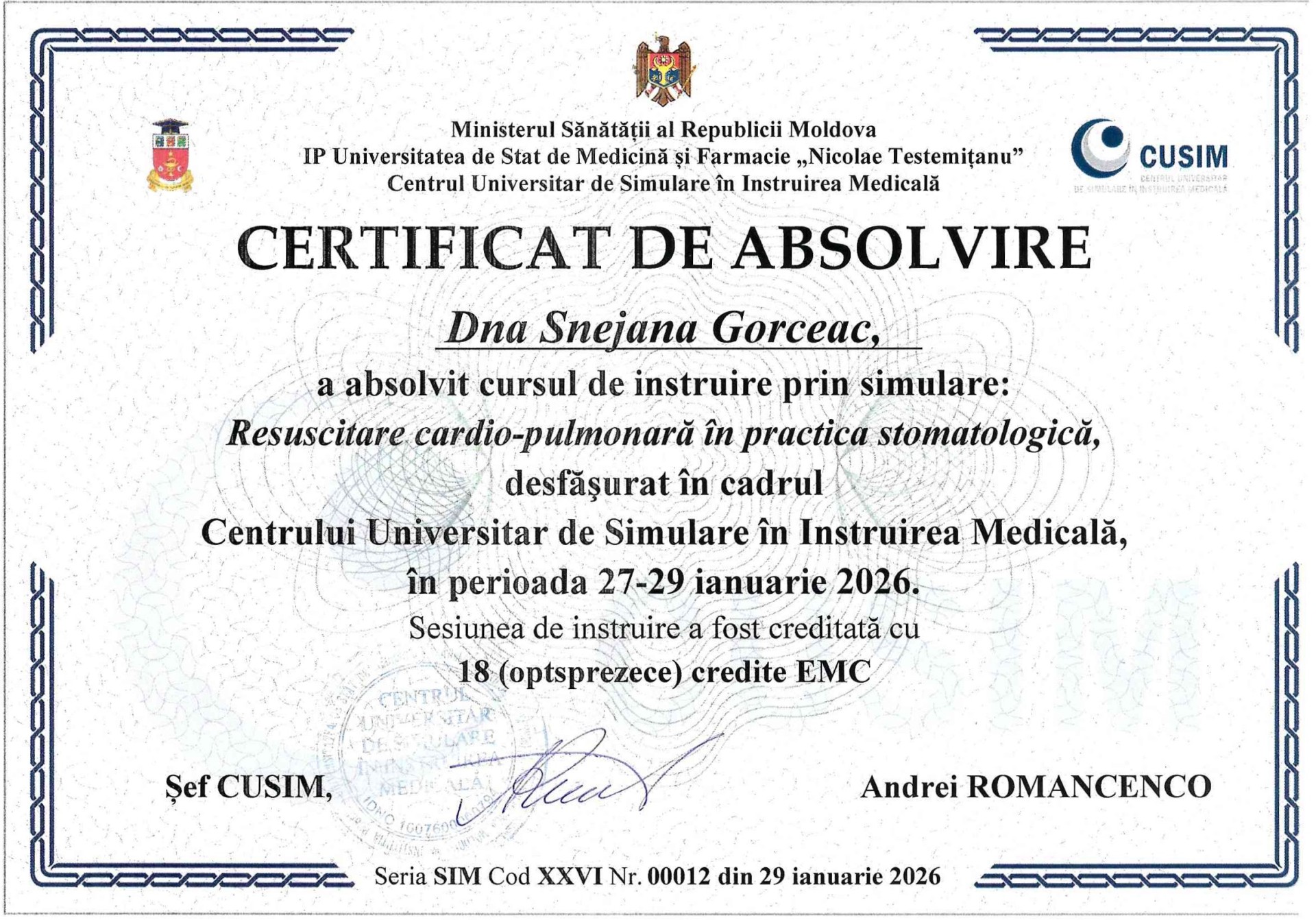 Gorceac Snejana medic stomatolog pedodont